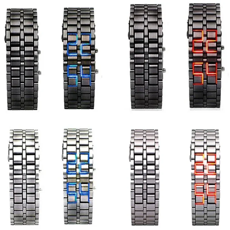 Reloj Digital LED de acero inoxidable para hombre y mujer, pulsera de cuarzo, pulseras de Metal, gran oferta