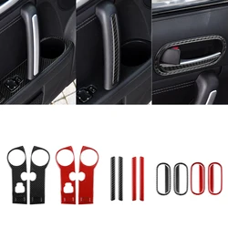 2PCS Car Styling Door Bowl Frame Armrest Panel Carbon Fiber Decor Cover Sticker Trim For LHD Mazda Mx-5 Miata Nc 2009-2015