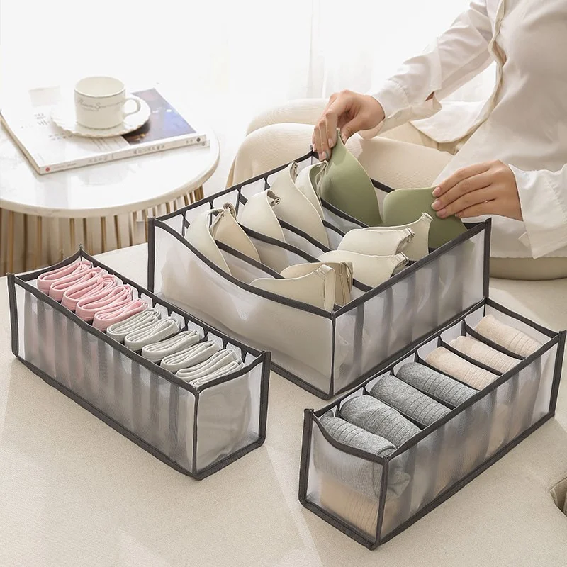 Foldable Storage Box Mesh Separate Drawer Type Socks Clothes Organizer Box Cabinets Drawers Organizer Household Storage Tools