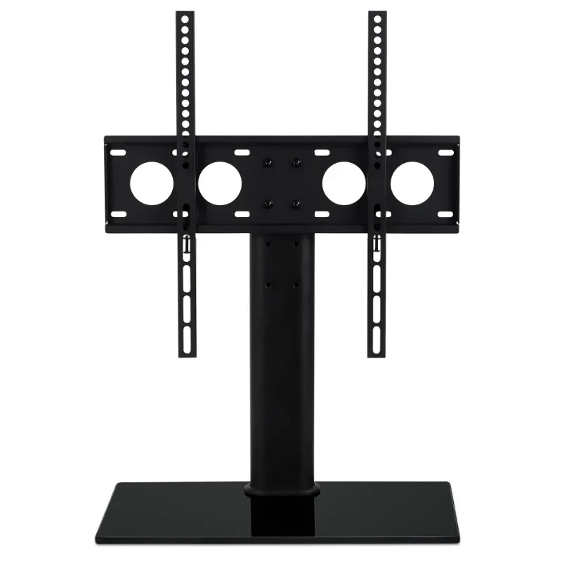 

Mount-It! Universal Table Top TV Stand Base, Black Glass and Steel, Fits 27 to 55 inch TVs, Capacity