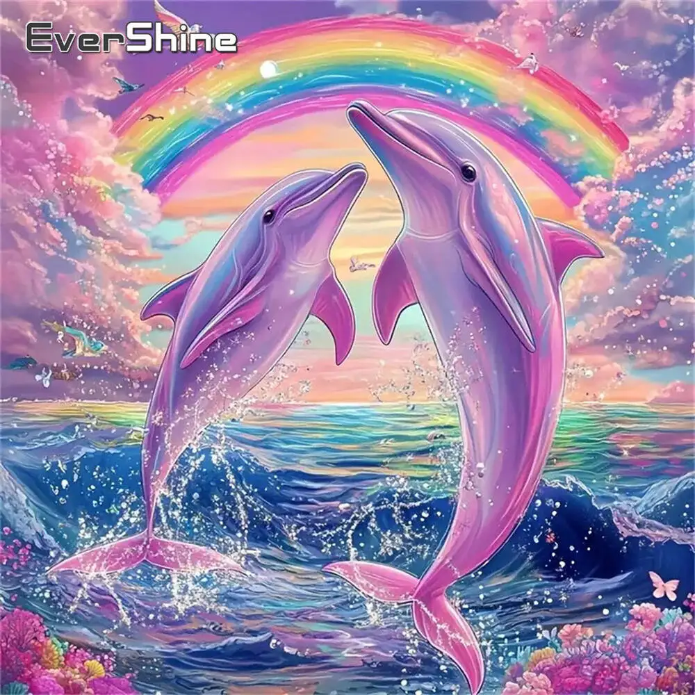Evershine Diamant-Gemälde, Hund, Tier, Cartoon, komplett, quadratisch, rund, Diamant-Mosaik, Badezimmer, DIY-Bastelset, Heimdekoration