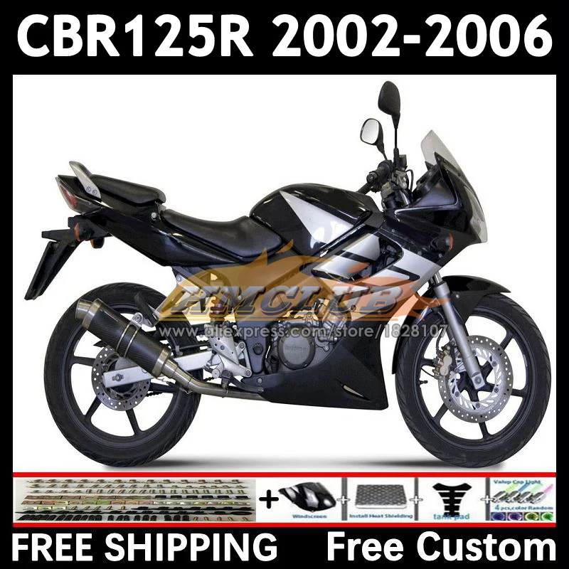 Silvery Blk +Tank For HONDA CBR-125R CBR125RR CBR 125 125R 91No.0 CBR125R 02 03 04 05 06 125CC 2002 2003 2004 2005 2006 Fairing