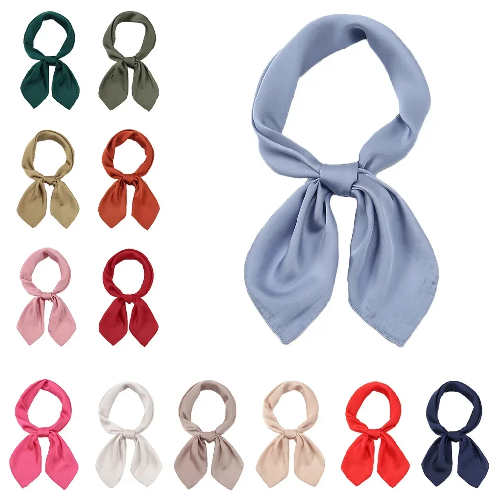 

Маленький платок 70 см, шарф для волос для женщин, модная повязка на голову, шелковые атласные шарфы на шею, женская простая бандана, платок, шали и накидки