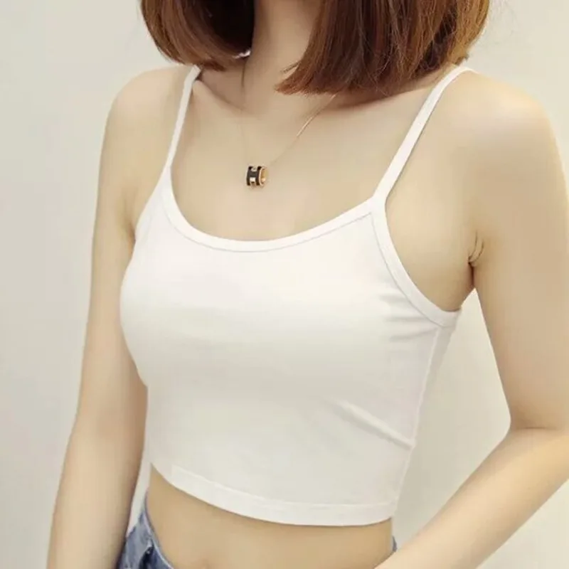 

2025 Women's New Thin Belt Tank Top Fashionable, Sexy, Versatile Short Style, Small Strap, Anti Glare Bottom, Thin Exterior Top