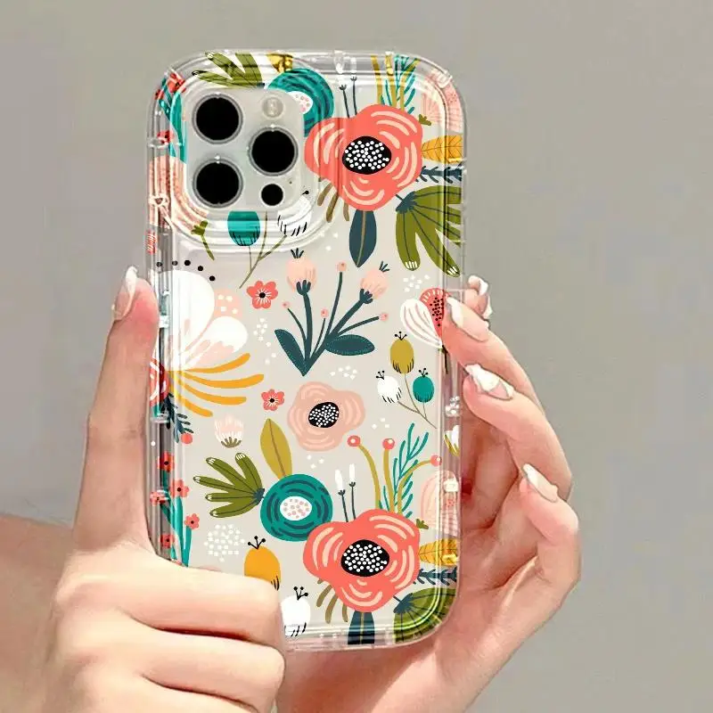 Phone Case for Xiaomi Redmi Note 13 Pro Plus 12 10 11 8 Pro 9 9S Redmi 12C 9C 9A 9T Transparent Cover Soft TPU Air Bag Flower