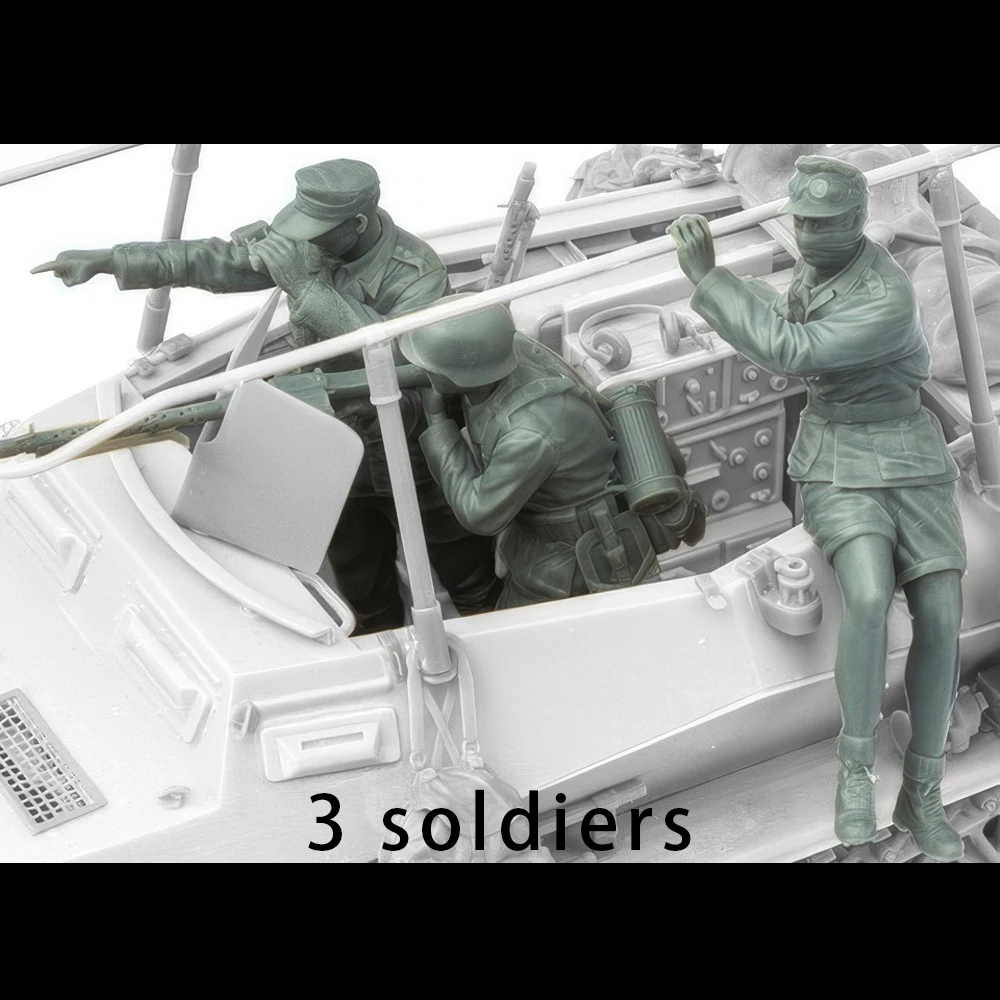 1/35 Commandement et opérations d'observation, 3 soldats, figurine, équipage, modèle en résine, GK, thèmes militaires, kit non assemblé et non peint