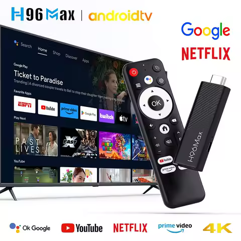 H96 MAX H313 TV Stick Android 14 Quad-Core WiFi6&amp;BT5.0 4K@60fps ATV Launcher Google Voice Assistant AI Media Player TV Box