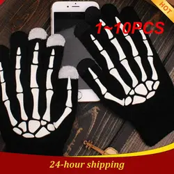 1~10PCS Balleenshiny Fluorescent Skeleton Gloves for Children Boys Mittens Skull Gloves Warm Winter Print Knitting