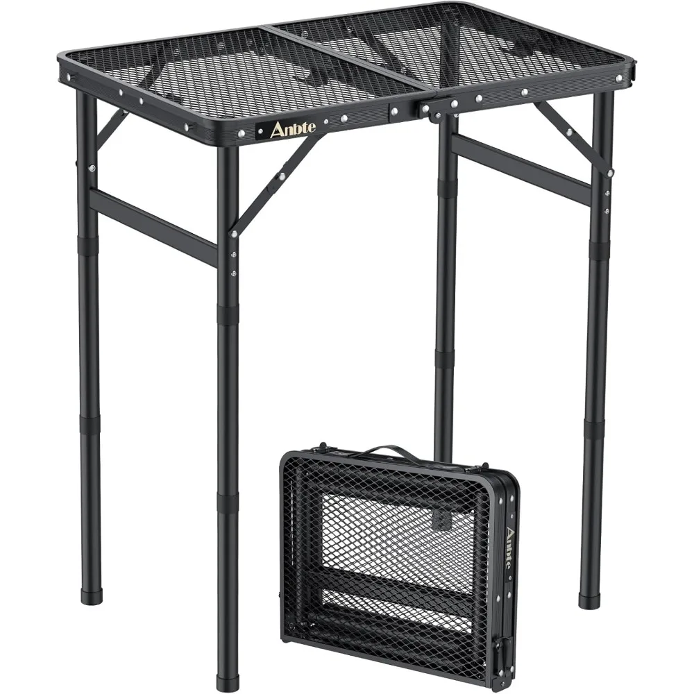 طاولة شواء قابلة للطي، طاولة نزهة للتخييم من الألومنيوم بارتفاع قابل للتعديل، خفيفة الوزن ومحمولة للسفر في الهواء الطلق #1
