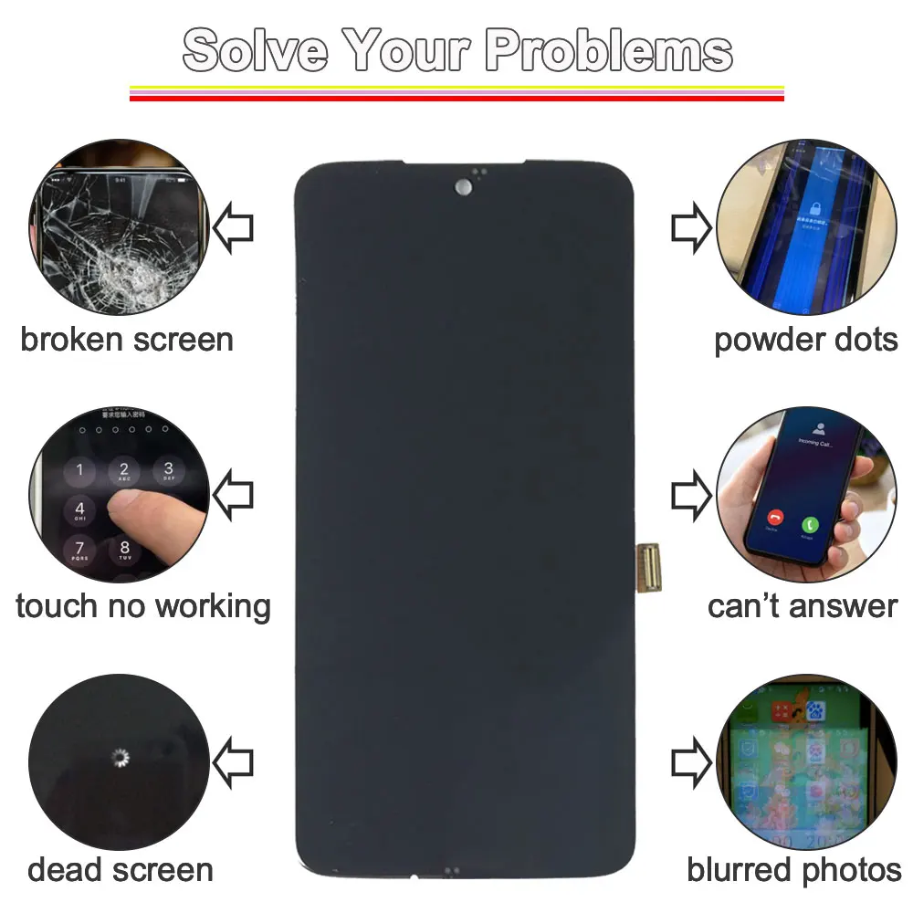 Nowy wyświetlacz LCD do Motorola Moto G7 Plus, ekran dotykowy, digitizer, kompletny moduł z ramką, zamiennik dla Moto G7 Plus XT1965-2 — zdjęcie produktu 6