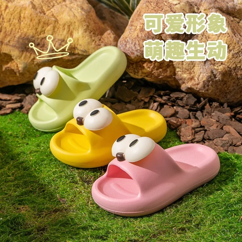 Cute children quirky big eyes fashion sports wind summer thick bottom slippers leisure outside wear beach sandals slippers