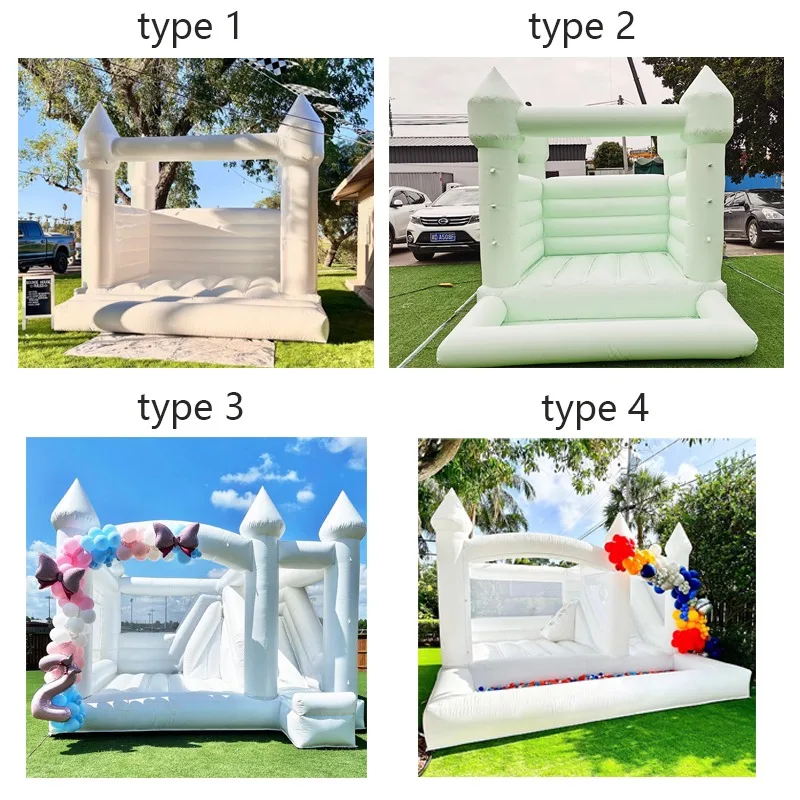 

Inflatable Wedding Castle Bounce House Large Jumping bed PVC Trampoline with Blower10/13ft Birthday party Event Rental Kids toy