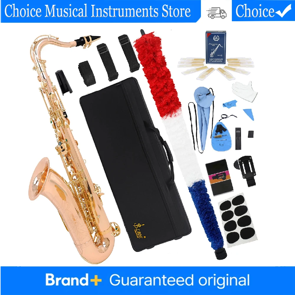 

Тенор-саксофон SLADE Bb, саксофон тенор с клавишами цвета розового золота, латунный саксофон с золотым лаком, с чехлом и набором для чистки