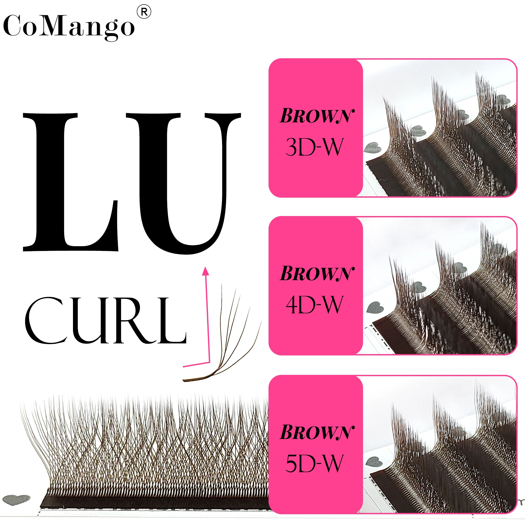 CoMango Pestañas postizas naturales en forma de W para extensiones 3D/4D/5D, pestañas individuales suaves C/D/LU.