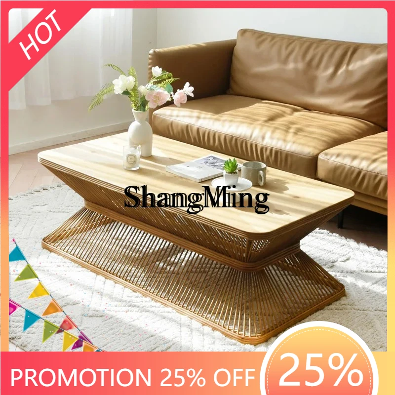 

FGgood-looking small apartment square living room hotel medieval log creative table retro solid wood coffee table