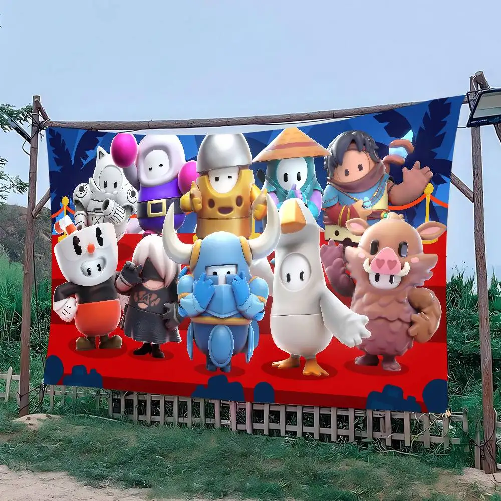 Game F-Fall Guys Happy Birthday Banner Backdrop For Birthday Banner Party Background Decor Decorations