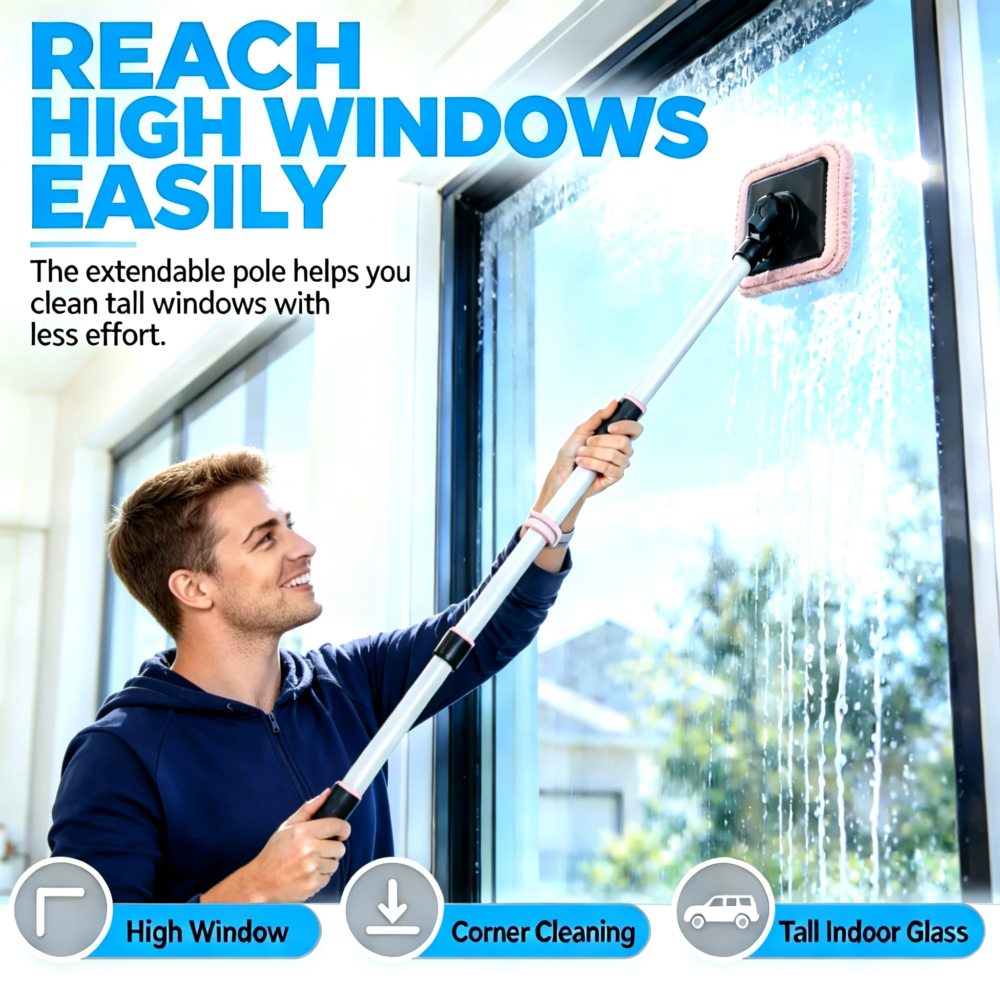 New 2026 Upgrade Dual Magnetic Window Cleaner, Streak-Free Auto Glass Cleaning Kit, Premium Compact Car Windshield Brush