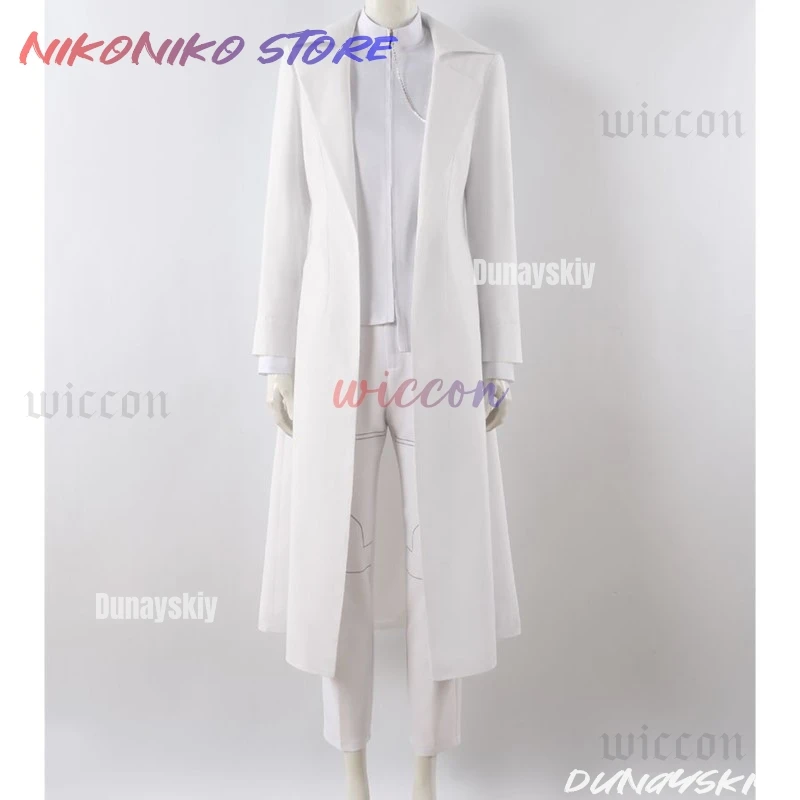 R6 إيفان تأثيري الغريبة المرحلة أنيمي الأبيض الحزن تأثيري شعر مستعار أسود لعب الأدوار السراويل حزام هالوين كرنفال طقم ملابس