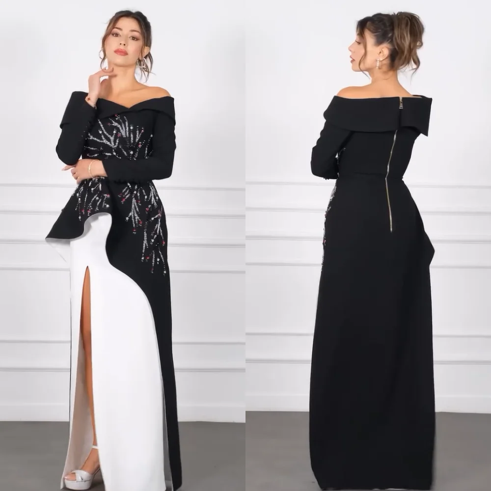 Customized Jersey Pattern Ruched Straight Off-the-shoulder Long Dresses Bespoke Occasion Fashion Elegant Modern Style