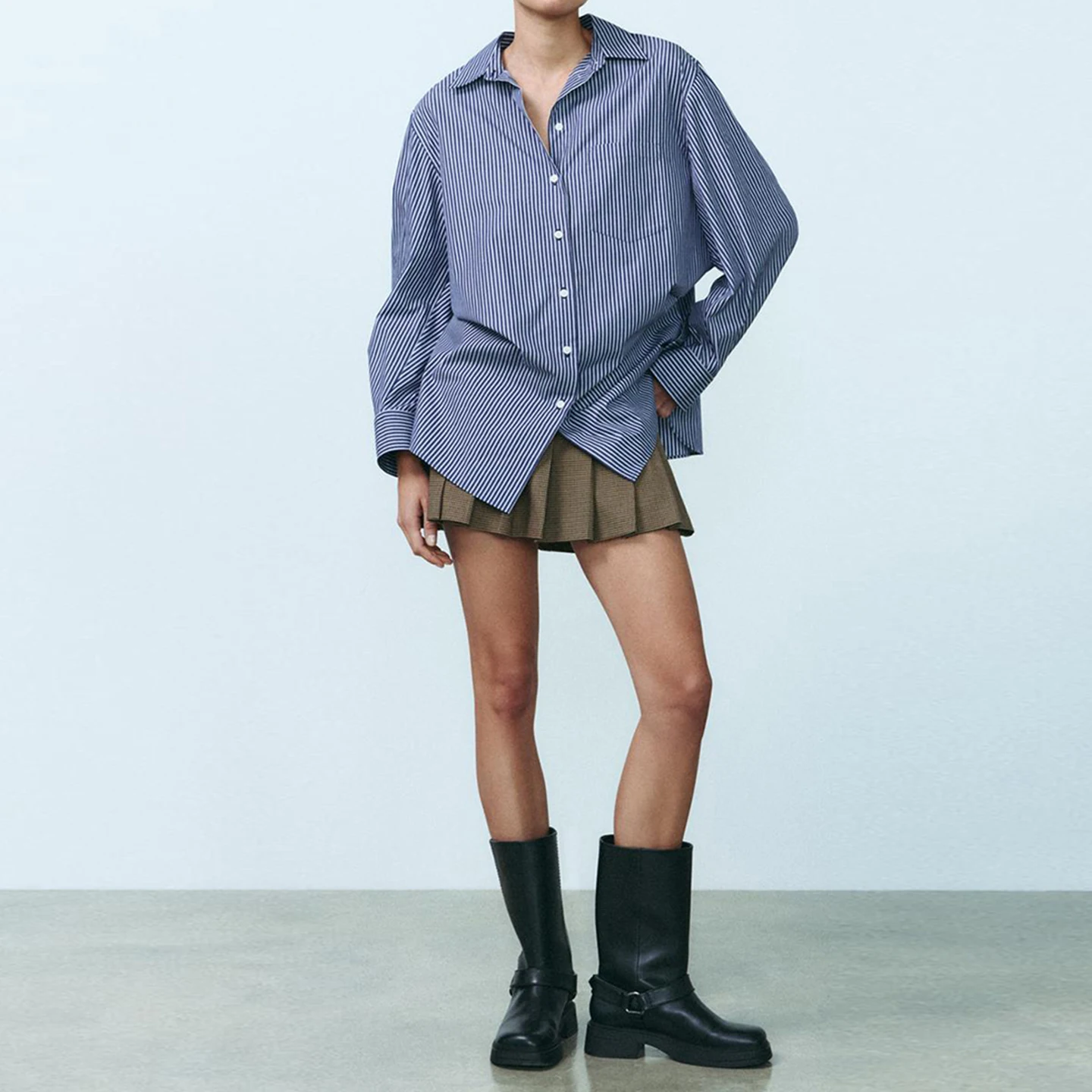 Z 여성용 패션 스트라이프 배트윙 스웨터 다용도 긴 소매 캐주얼웨어 버튼업 가을 2025 신상품