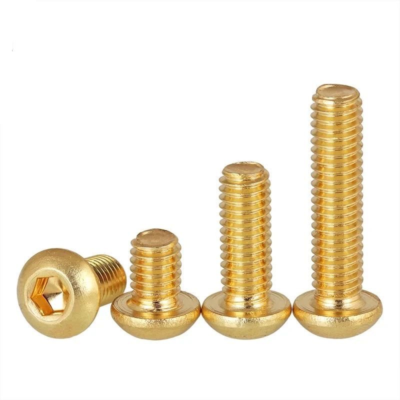 

M2 M2.5 M3 M4 M5 M6 M8 M10 M12 Brass Button Head Socket Cap Screws / ISO7380 Hex Drive Round Head Bolts for Electronics