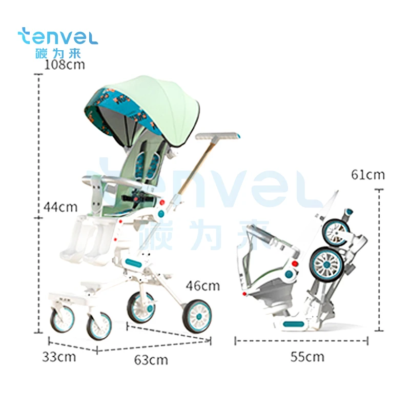 TENVEL Hot Selling HIGH Quality Baby Buggy 3 in 1 Foldable Umbrella Lightweight Portable Folding 4 eva wheels Baby Stroller