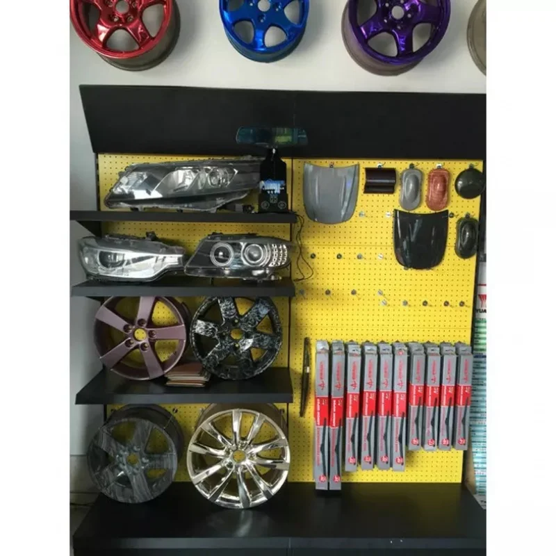 custom，Customize Floor Popular Garage Hardware Store Black Hanging Tool Storage Display Rack Hook Pegboard Metal Display Rack