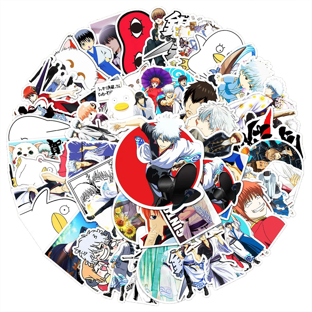 

10/30/50pcs Anime Gintama Stickers Funny Cartoon Decals DIY Water Bottle Luggage Phone Bike Classic Japanese Manga Sticker Decor