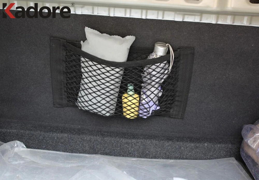 38cm x 25cm Universal Car Seat Back Storage Bag String Elastic Nylon Cargo Trunk Organizer Luggage Net Holder Auto Accessories images - 6