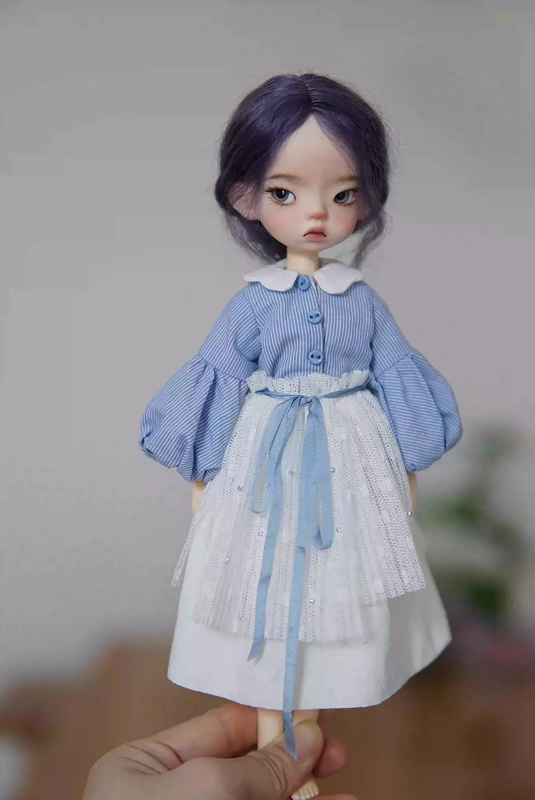 Dula Doll Clothes Dress Blue striped balloon sleeves skirts Blythe ob24 ob22 Azone Licca ICY JerryB 1/6 Bjd Doll Accessories