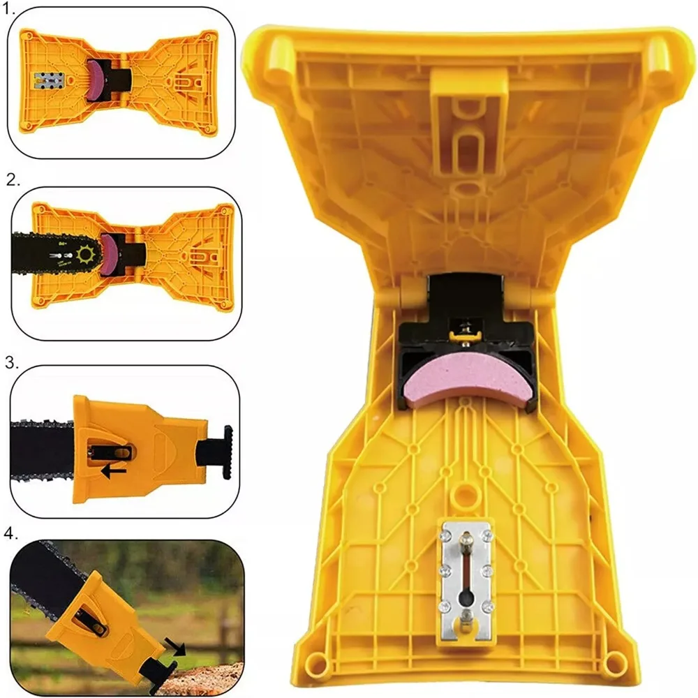 Universal Teeth Chainsaw Sharpener Yellow Protable Chainsaw Teeth Sharpener Bar-Mount Outdoors Chain Saw Fast Sharpening Tool