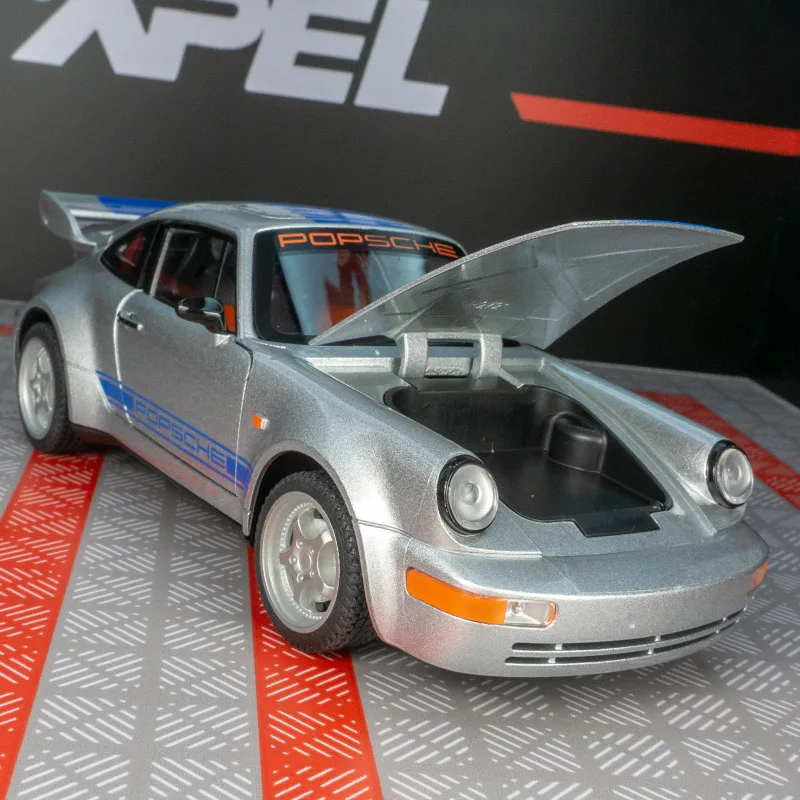 Porsche 964 Transformers 7- Phantom Diecasts Metal Toy Vehicles, modelo de coche, simulación de sonido, luz, tirar hacia atrás, regalo para niños, 1:24