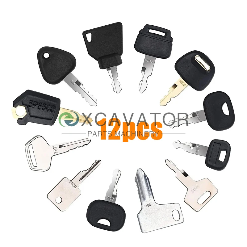 12 Keys Heavy Equipment Construction Ignition Key For Caterpillar Jcb Yanmar Kobelco For Volvo BOBCAT Hitachi Komatsu Excavator