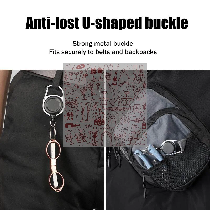 Retractable Keychain Badge Scroll ID Badge Holder Card Holder Backpack Lanyard Hiking Buckle Key Ring Retractable Tool