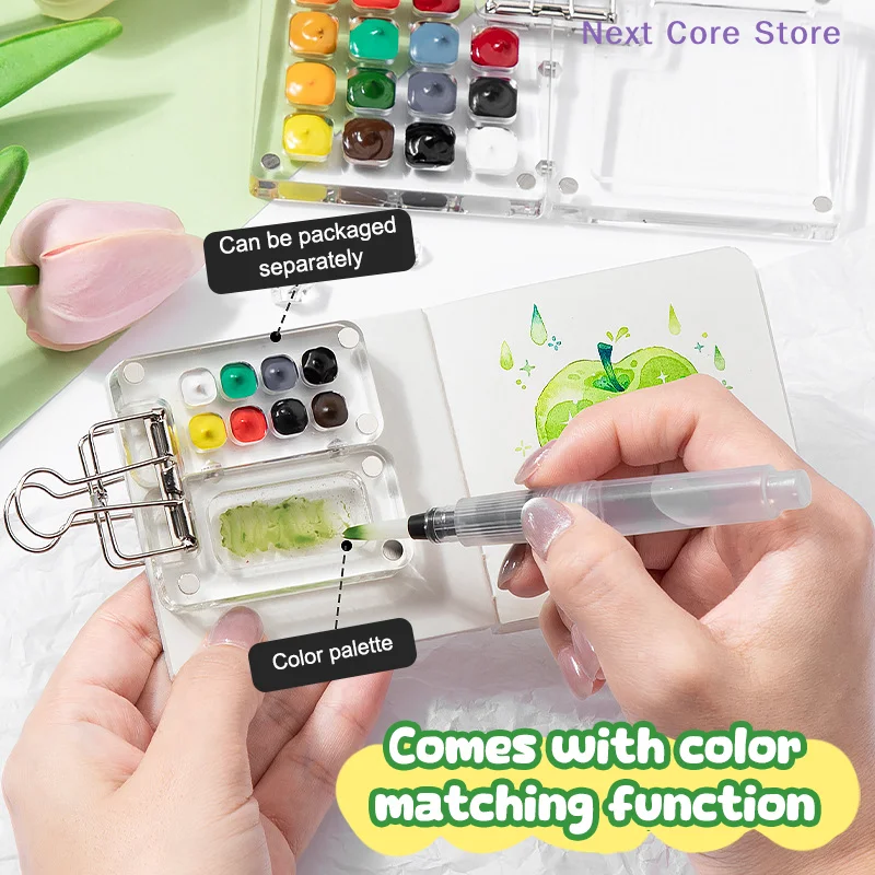 [NC]Travel Watercolour Paint Palette Set Mini Pocket Artist Watercolor Paint Palette Travel Sets For Painters Artists Students