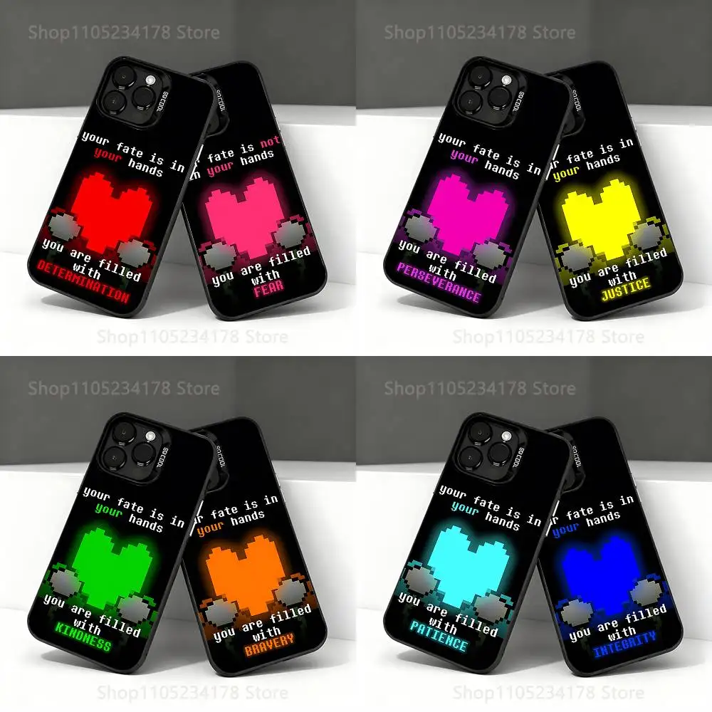 

Game U-Undertale-es COLOR HEART Black Phone Case Compatible with iPhone 17 16 15 14 13 12 11, Pro, Max, Plus, E, Air, Mini