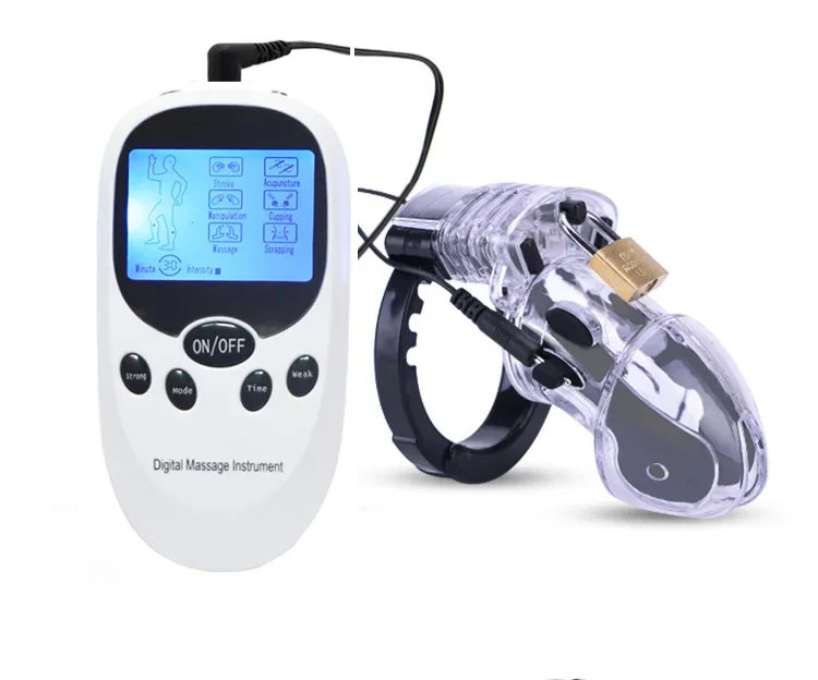 Electric Shock Cock Cage Penis Ring Electro Shock Male Chastity Cage Ball Stretcher Bdsm Timer Lock Chastity Belt Sex Toy