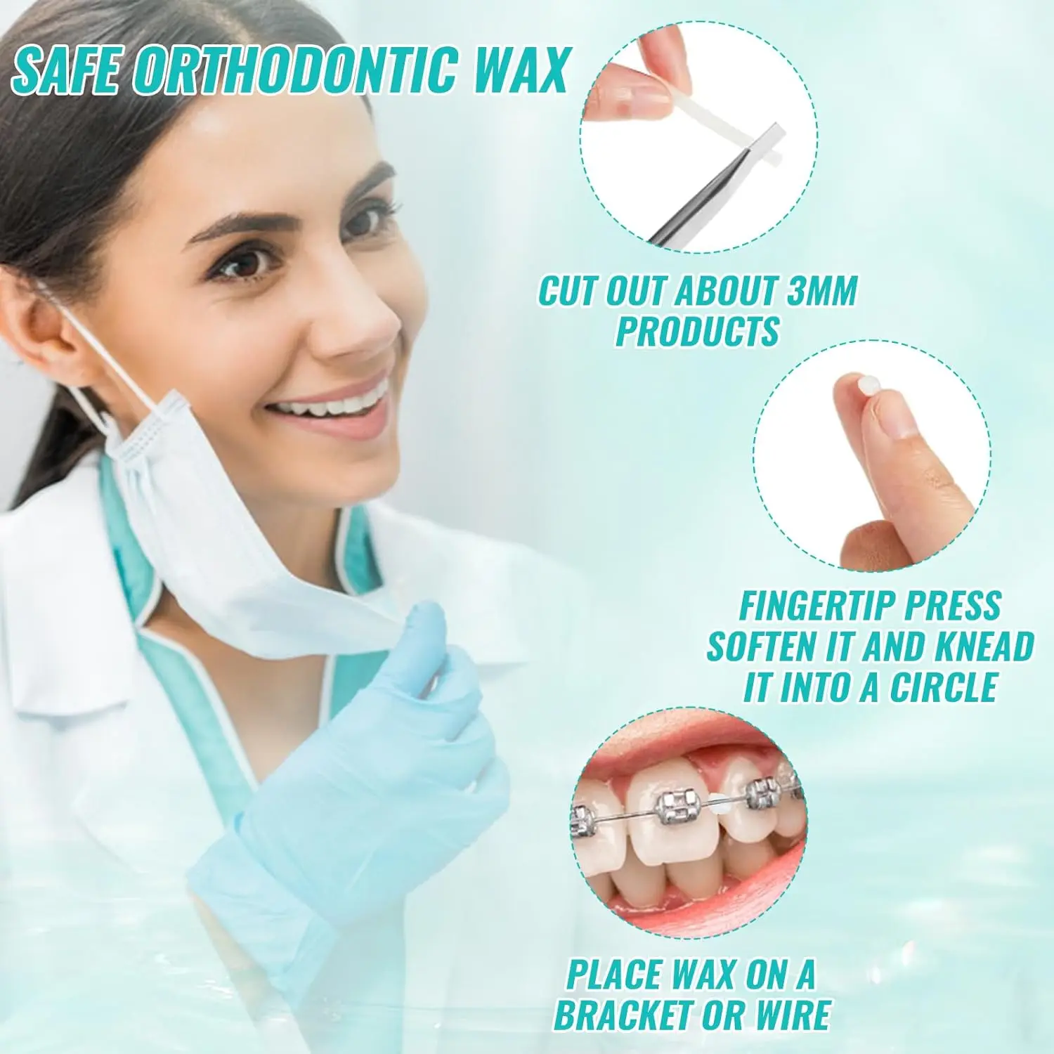 10 صناديق شمع تخفيف تقويم الأسنان لتخفيف المريض لحماية الشفاه واللثة تهيج نكهة الفاكهة الشمع