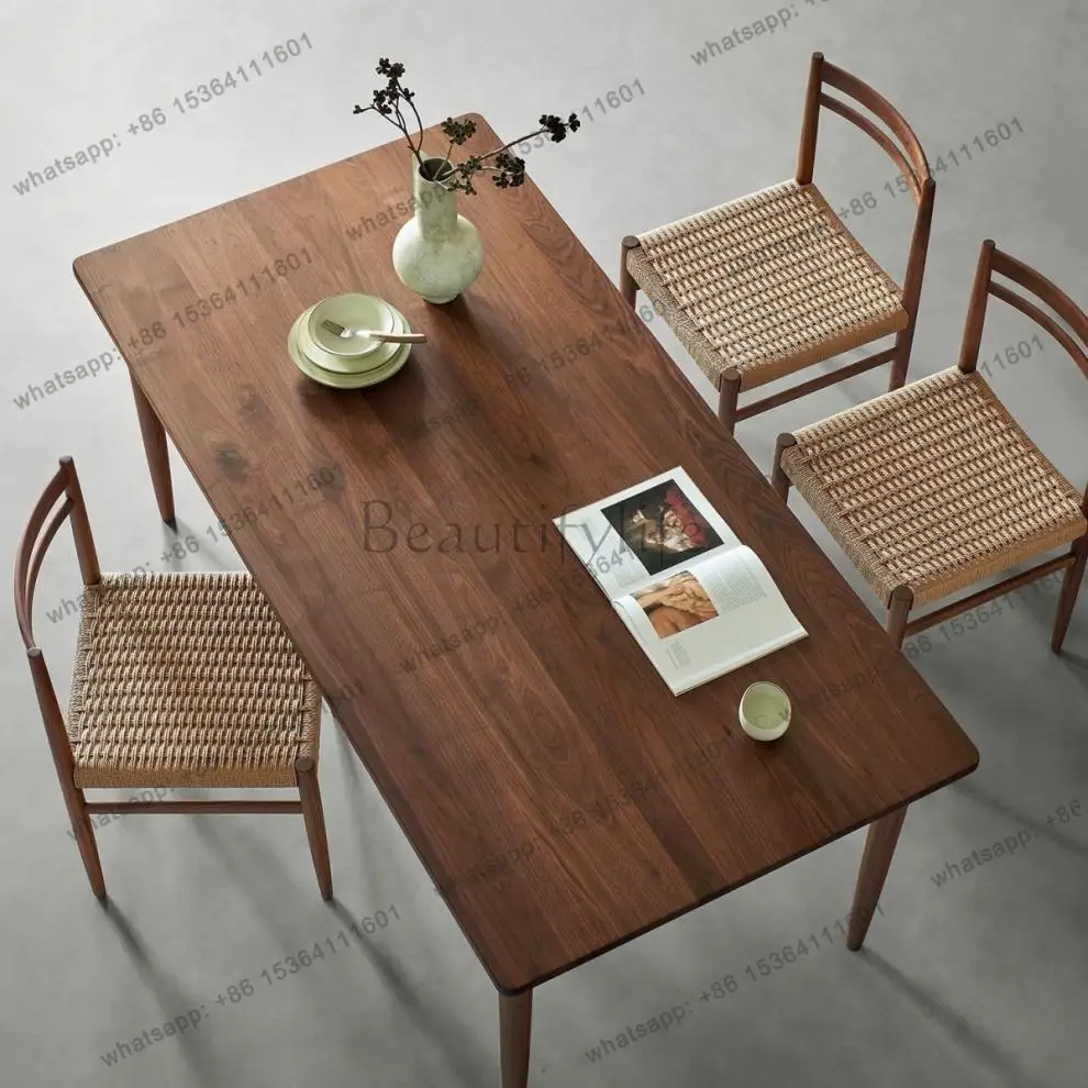 zj. Japanese Solid Wood Art Dining Table Log Minimalist Dining Table Retro Rectangular Desk Conference Table