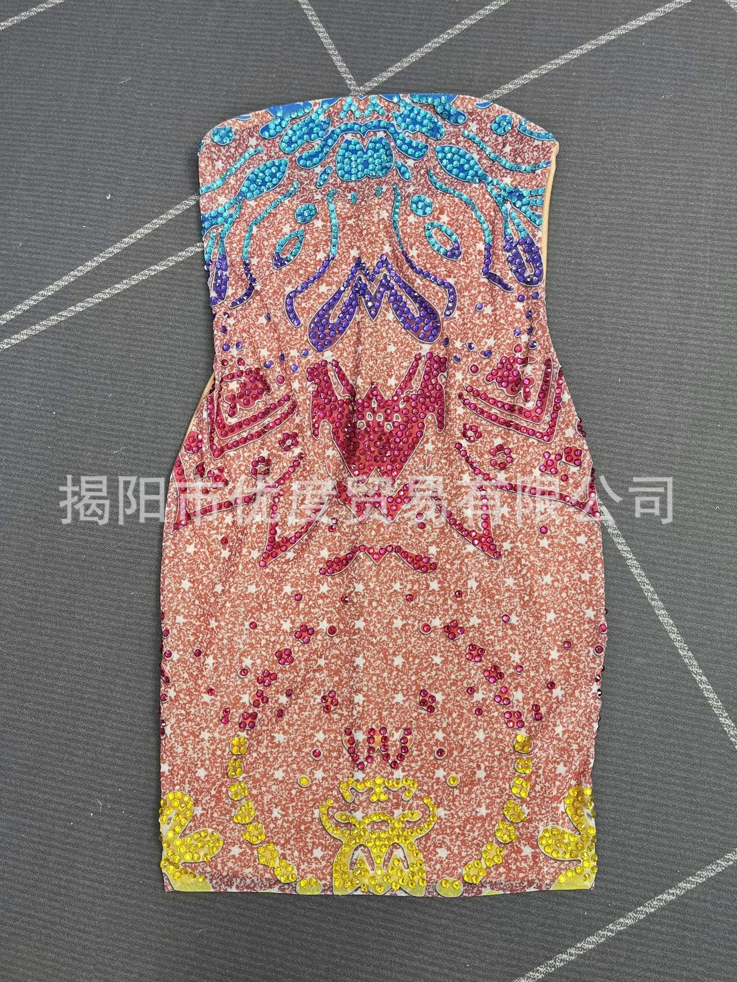 Sexy strass rosa minissaia palco desempenho vestido estiramento malha luz luxo vestido de aniversário estrela flor vestidos de flamenca