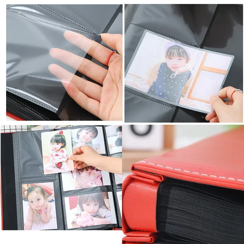 6 Inch 800 Pockets Insert  PU Leather Photo Album Large Capacity Family Baby Wedding Foto Albums Picture Book Gift for Friends