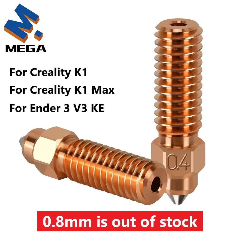 

Сопло для Creality K1 K1 Max Ender 3 V3 KE, биметаллическое покрытие, медь, твердая сталь 0,2/0,4/0,6/0,8 мм, высококачественное обновленное сопло
