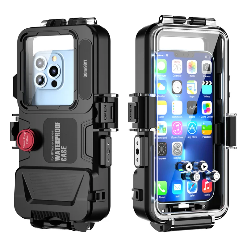 For iPhone 14 13 12 11 Por Max XR XS Max 8 8 Plus 30M/98ft Submersible Waterproof Case Underwater Snorkeling Surfing Diving Case