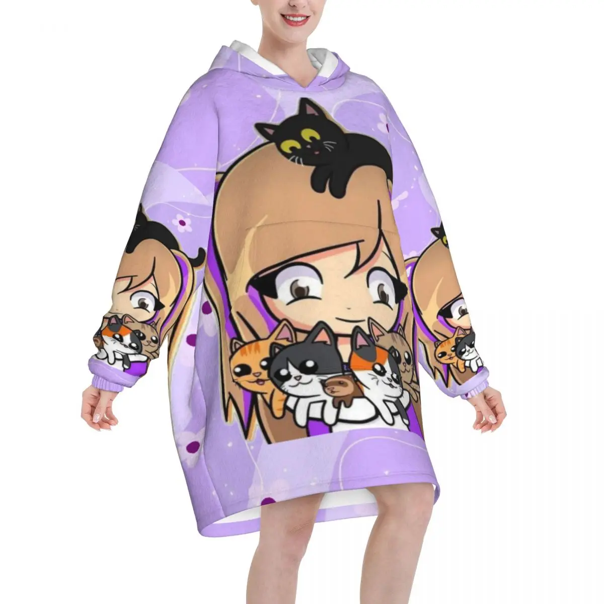Dense Real Mix Collage Lyna Vallejos Wearable Blanket Hoodie Warm Cozy Oversize Blanket Sweatshirt Thick Fleece Hooded Blanket