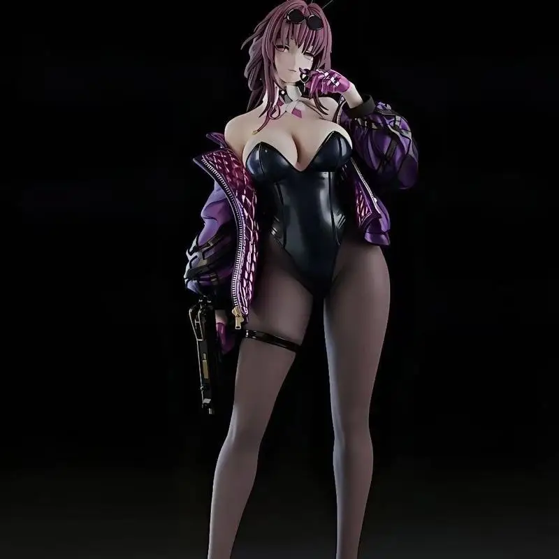 Purple Hair Anime Girl Figure Rabbit Ear Outfit Collectible Statue Desktop Decor Gift for Anime Fans Boxed