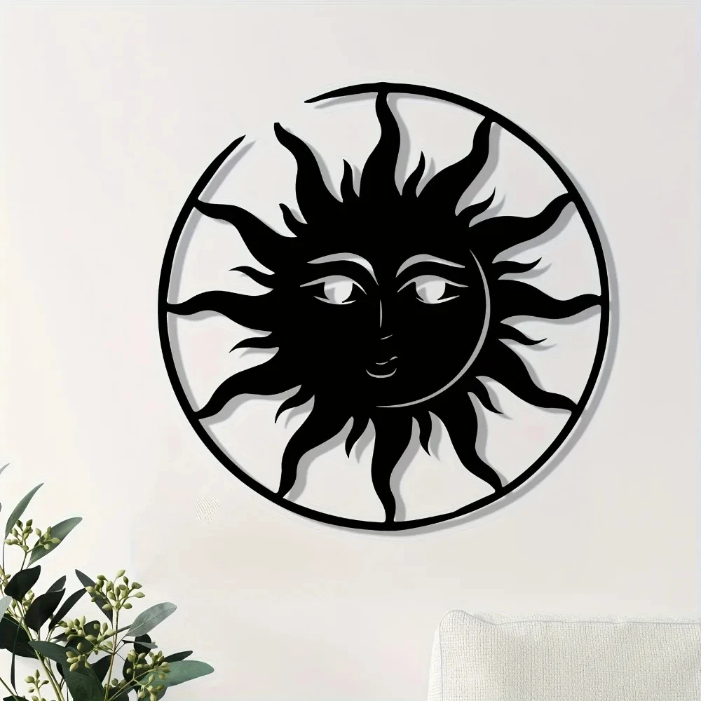 Windproof and Rainproof Metal Wall Art Featuring a Sun Face Design, Bright and Vibrant Design, Suitable for Courtyard, Garden, Home Decoration, New Year and Easter Gifts
