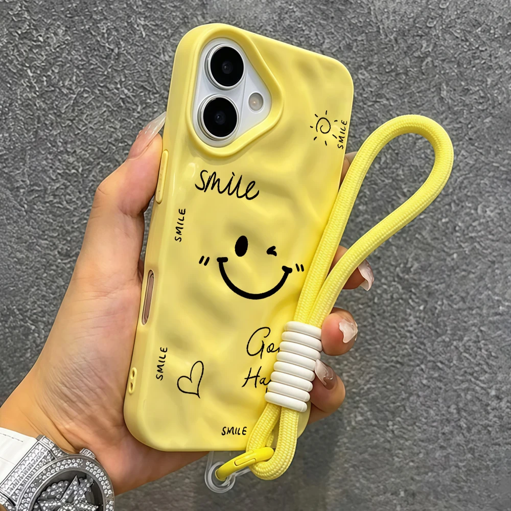 Lustige Handyhülle mit lächelndem und wütendem Gesicht aus Silikon für iPhone 17 15 13 11 12 14 16 17 Pro Max 14 Plus 17Air mit Lanyard-Hülle – Detail 7