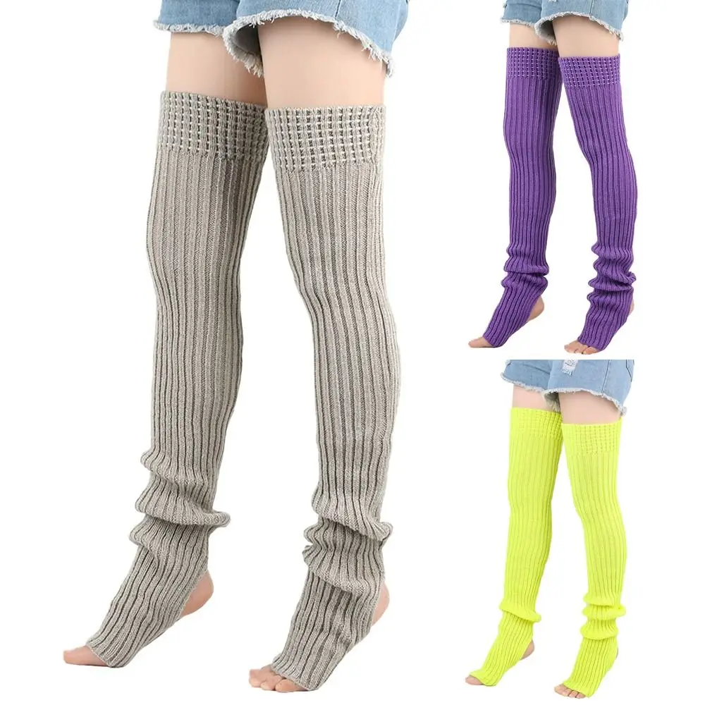

Female Legwear 80cm Leg Warmers Solid Color Winter Warmth Loose Socks Knitted Wool Material Boot Warmers Gym Fitness