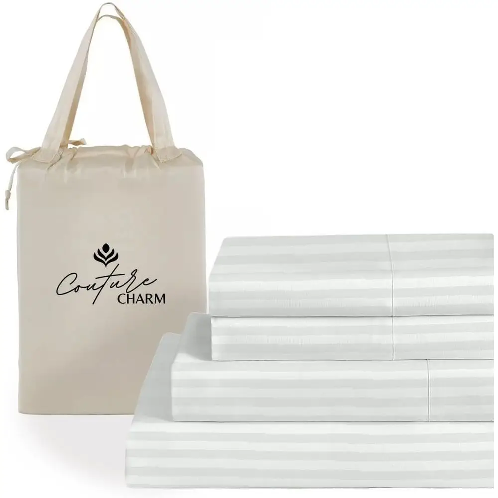 Egyptian Cotton King Size Sheet Set, 4-Piece, 1000 Series Sateen Weave, with 25-30