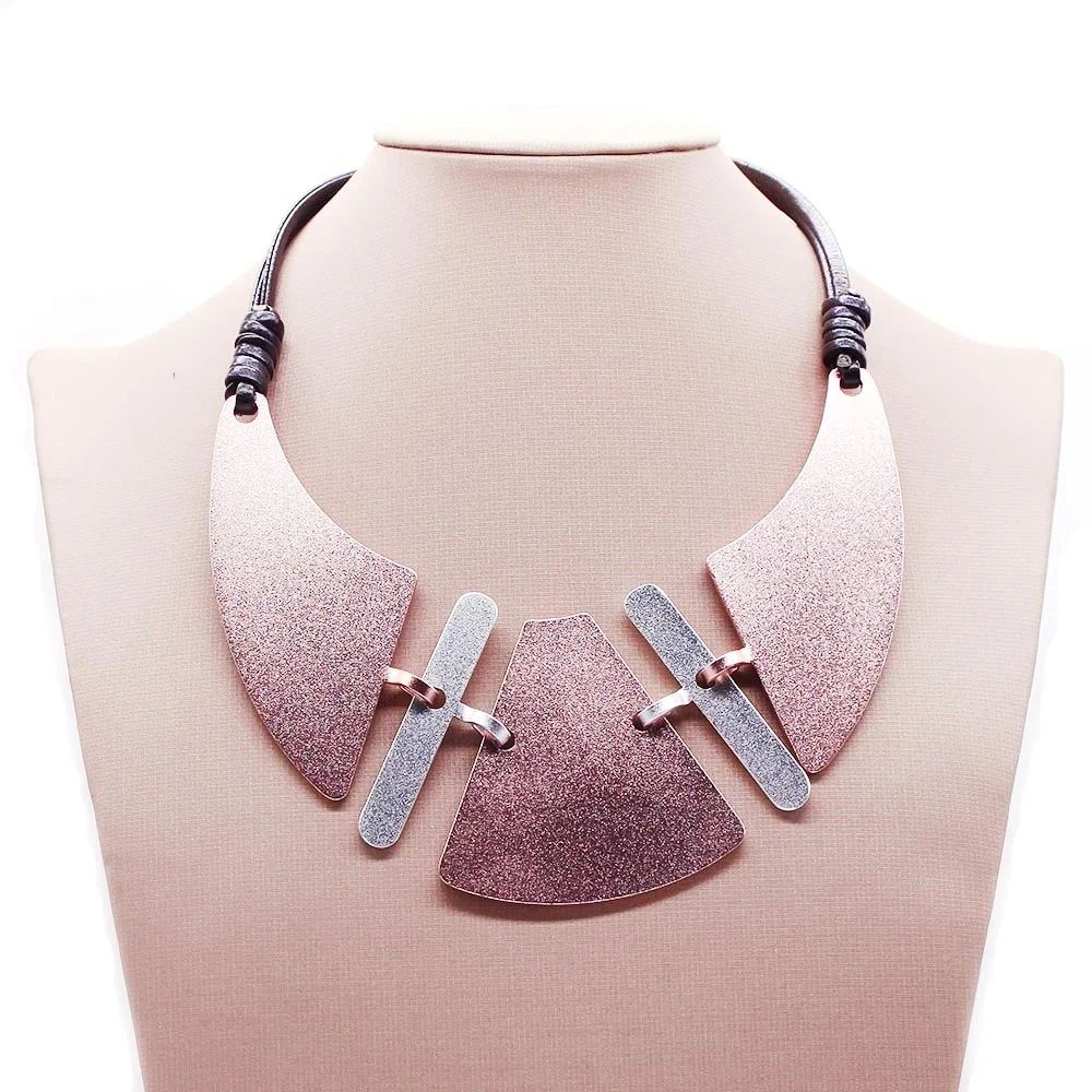 Fashion Necklaces Women Pendant Punk Style Rope Aluminum Sheet Handmade Jewellery Gifts